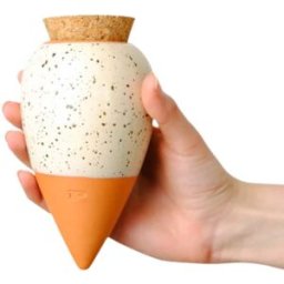 Pépin Olla hydratante Blanc grainé en terre cuite - Arrosage autonome naturel pour plantes en pot