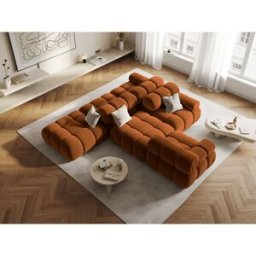 Milo Casa - Pouf en Velours Tropea terracotta - 94x94x39 cm OS