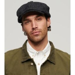 Superdry Homme Laine Casquette Baker Boy, Gris Foncé - Taille: 59cm