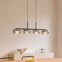 Luminaire suspension en verre Martis Lucande, dimmable, noir, Salon / Salle à manger, Verre, Moderne, Suspension en verre
