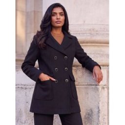 Roman Roman Double Breasted Longline Coat Noir FR 40 (EU 38)