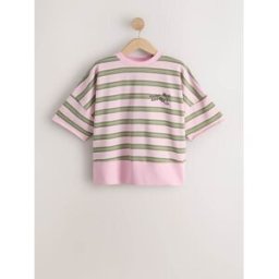 Next Sweat-shirt à manches courtes à rayures Happy Hour Rose XL (FR 50-52)