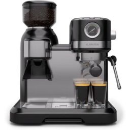 KLARSTEIN Bella Café Machine À Expresso Vintage Broyeur 19 Bars Mousseur À Lait Manomètre 1150 W