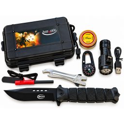 Kit de survie bushcraft - Camping outdoor avec couteau et lampe torche