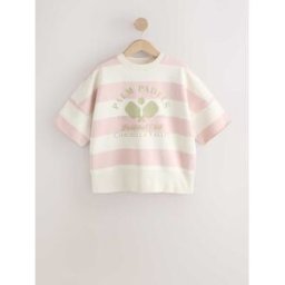 Next Sweat-shirt à manches courtes rayé Padel Rose XS (FR 34-36)