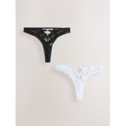 next Culotte à bretelles en dentelle sur le devant 2 Pack Noir FR 40 (EU 38)
