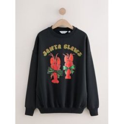 next Sweat-shirt à col rond et manches longues à motif de homard « Pantah Claws » pour Noël Noir XXL (FR 54-56)