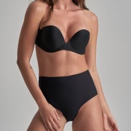 Nude Intimates - String taille moyenne plongeant dans le dos noir XXL