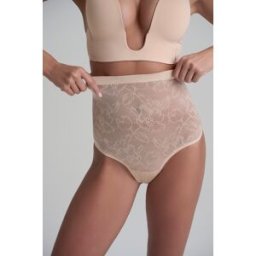 Nude Intimates - String gainant taille haute en dentelle beige L