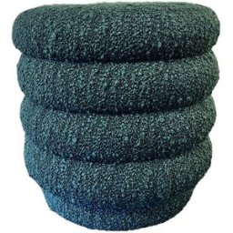 Signature - Pouf de table pivotant Bibendum bouclette verte - 46,5 x 46,5 x 47 cm OS