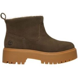 Timberland - Bottines en cuir chaudes - Stone Street Mid Warm Lined Boot W Dark Brown Full Grain en Cuir - Taille 8,5 US - Marron