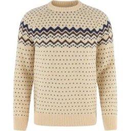 Fjall Raven - Pull en laine - Övik Knit Sweater M Light Beige Navy en Laine - Taille S