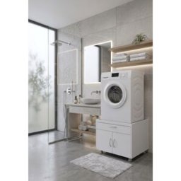 Deladeco Meuble support machine à laver blanc profondeur 69 cm Jesy Blanc