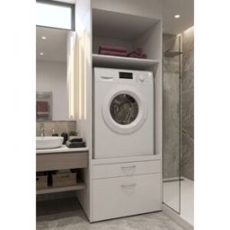 Deladeco Meuble pour machine à laver contemporain blanc Jesy Blanc