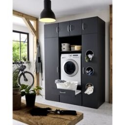 Deladeco Meuble pour machine à laver contemporain graphite Jesy Graphite