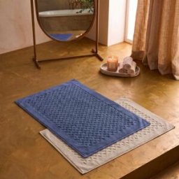 Bianco Perla - Tapis de bain en coton Elisa bleu - 60x90 cm OS
