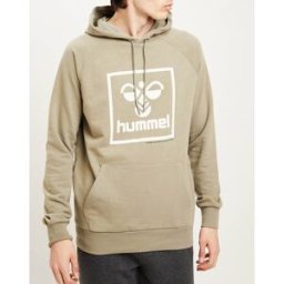 Hummel - Sweat à capuche en Coton mélangé logo kaki clair XL