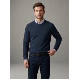 MCS - Sweat col rond chaud en coton Baptiste bleu denim S