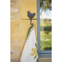 Comptoir de Famille - Patère poule Campagne noir - 9.5 x 16 x 3.5cm OS