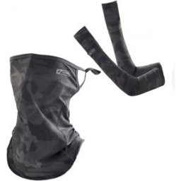 INF Ensemble 2 pièces protection UV extérieur - Masque et manchons rafraîchissants en nylon ice silk Gris foncé