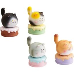 INF Ensemble de 4 Figurines Chat en Résine Rotatives - Chats Multicolores Tournants pour Soulagement du Stress au Bureau et
