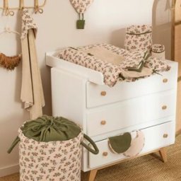 BB & Co Cape de bain bambou et gant fleurs et beige