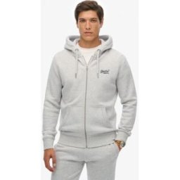 Superdry Homme Sweat à Capuche Zippé Logo Vintage Brodé Light Grey Taille: XL