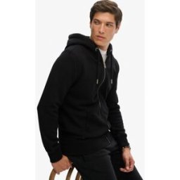 Superdry Homme Sweat à Capuche Zippé Logo Vintage Brodé Black Taille: Xxl