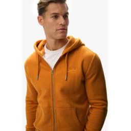 Superdry Homme Sweat à Capuche Zippé Logo Vintage Brodé Yellow Taille: L