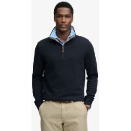 Superdry Homme Sweat Piqué Demi-zip Essential Navy Taille: Xxl