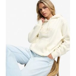 Superdry Femme Sweat à Capuche Company Logo Sequin Coupe Décontractée Cream Taille: 44