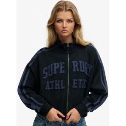 Superdry Femme Sweat Zippé Athletic Essentials à Appliqué Coupe Ample Navy Taille: 42