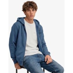 Superdry Homme Sweat à Capuche Zippé Logo Essential Blue Taille: Xxl