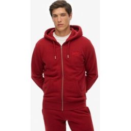 Superdry Homme Sweat à Capuche Zippé Logo Vintage Brodé Red Taille: Xxl