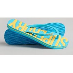 Superdry Femme Logo En Relief Vintage Tongs, Bleu & Jaune, Pointure: M