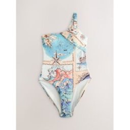 Next Maillot de bain gainant asymétrique côtelé bleu FR 40 (EU 38)