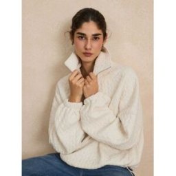 Next Sweat-shirt à col zippé en câble crème xsmall