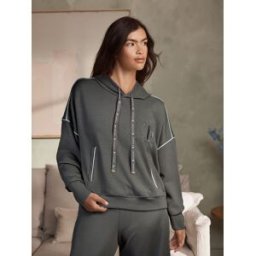 B by Ted Baker B by Ted Baker Viscose Sweat-shirt à capuche avec passepoil Gris FR 38 (EU 36)