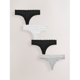 Next Lot de 4 culottes en coton et dentelle Noir FR 40 (EU 38)
