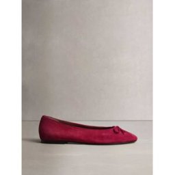 Next N. Premium Suede Leather Ruched Ballerina Shoes rouge EU 37 (UK 4)