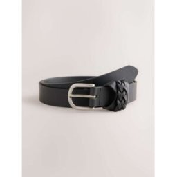 Next Ceinture en cuir décontractée classique Noir M (FR 42-44)