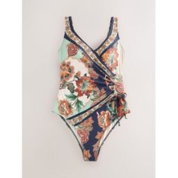 Next Maillot de bain gainant froncé sur le côté bleu FR 56 (EU 54)