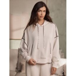 B by Ted Baker B by Ted Baker Viscose Sweat-shirt à capuche avec passepoil crème FR 40 (EU 38)