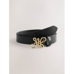 next Ceinture en cuir à boucle torsadée classique Noir S (FR 38-40)