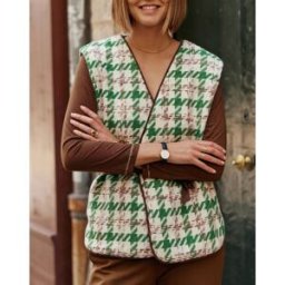 La Petite Etoile - Gilet sans manches Gifur pied de poule vert 1