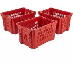 Apiculture.net - Matériel apicole français Lot de 3 caisses ajourées gerbables et emboîtables 40 litres pour fruits et olive