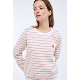 MONOPRIX Sweat marinière avec broderie coeur en molleton L