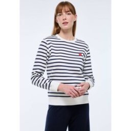 MONOPRIX Sweat marinière avec broderie coeur en molleton L