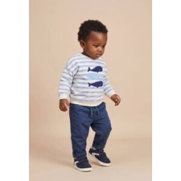 BOUT'CHOU Sweat rayé et brodé en coton BIO GOTS 9 mois
