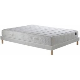 Nuit Céleste - Ensemble matelas ressorts ensachés Artemis 2 mémoire de forme, garnissage cachemire, H26 cm, sommiers blanc pieds de poule - 140x200 cm 140x200 cm